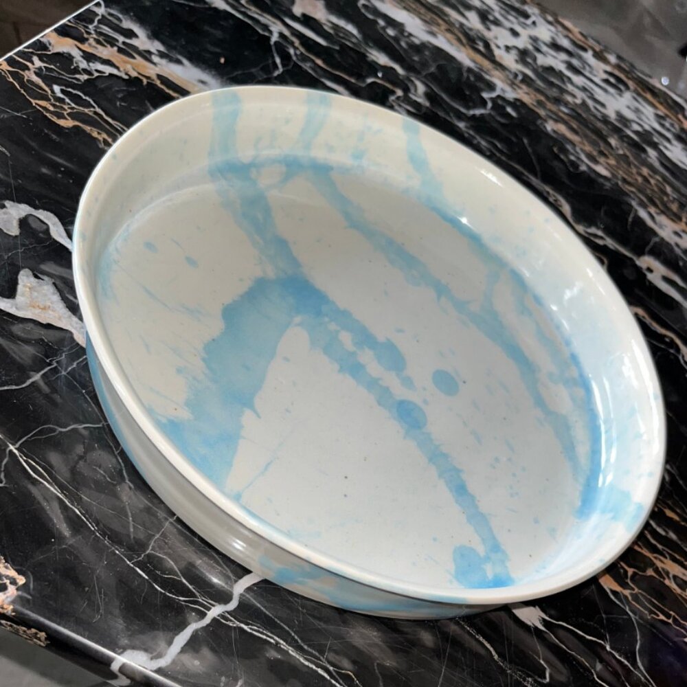 Vintage Ceramic Blue Abstract Dish